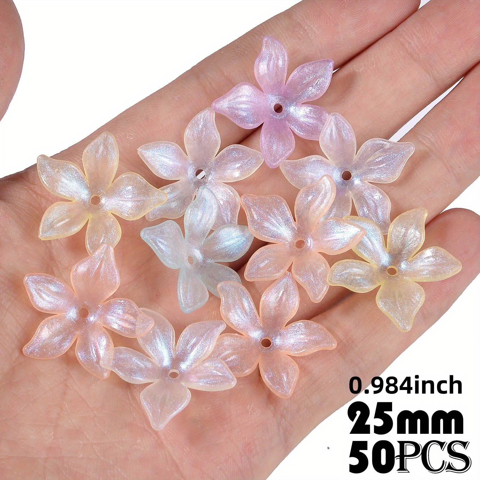 Large Pink Lucite Flower Beads, Plastic Acrylic Bead Caps, 30mm, Pack of 10  Light Pink Beads for Jewelry Making 