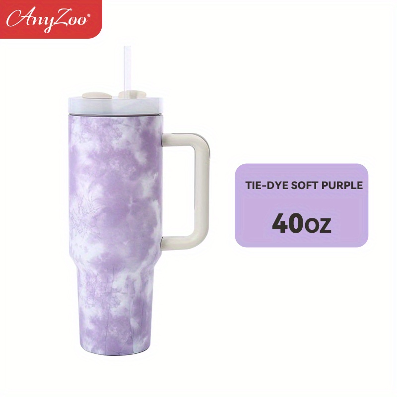 IN STOCK 40 Oz Tie Dye Tumbler Purple Stanley Dupe Summer Cup With Handle  Free Shipping 