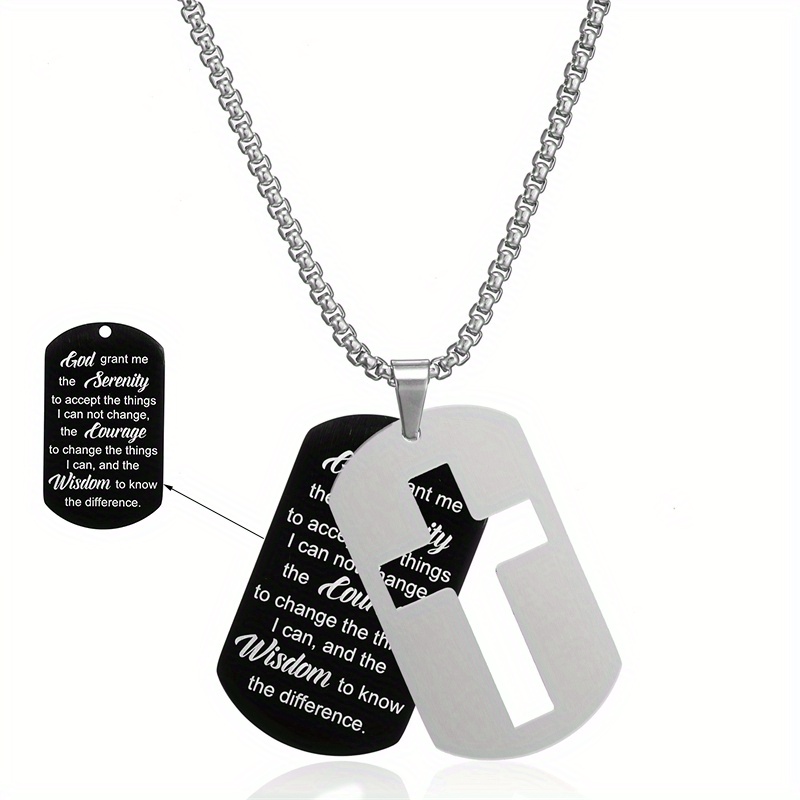 Men’s Stainless Steel Dog Tag Cross Necklace | Wilcox Jewelers
