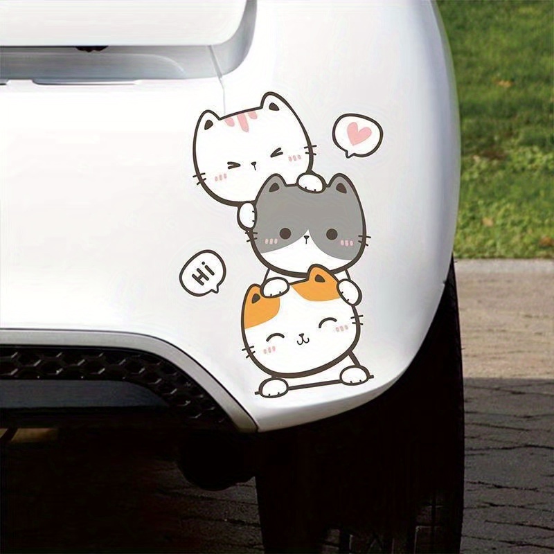 Pegatina De Coche Impermeable De Dibujos Animados con diseño de gatos,  cubre arañazos de auto