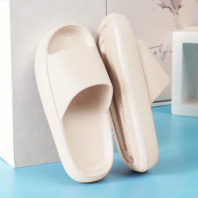 Women's Super Soft Pillow Slides, Solid Color Open Toe Non Slip Bath  Slippers, Wear-resistant Slides Shoes - Temu United Arab Emirates