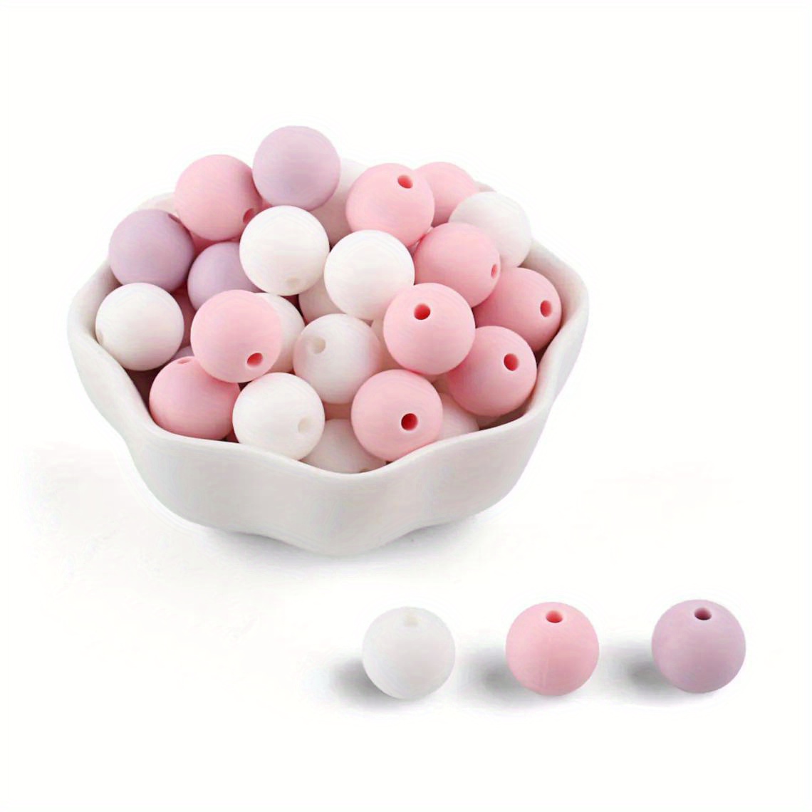 Image of 60pcs 12mm Silicone Round Beads Mixed Color Round Rubber Silicone Bead Diy Handmade Bag Phone Chain Key Chain Necklace Bangle Jewelry Supplies Decoration