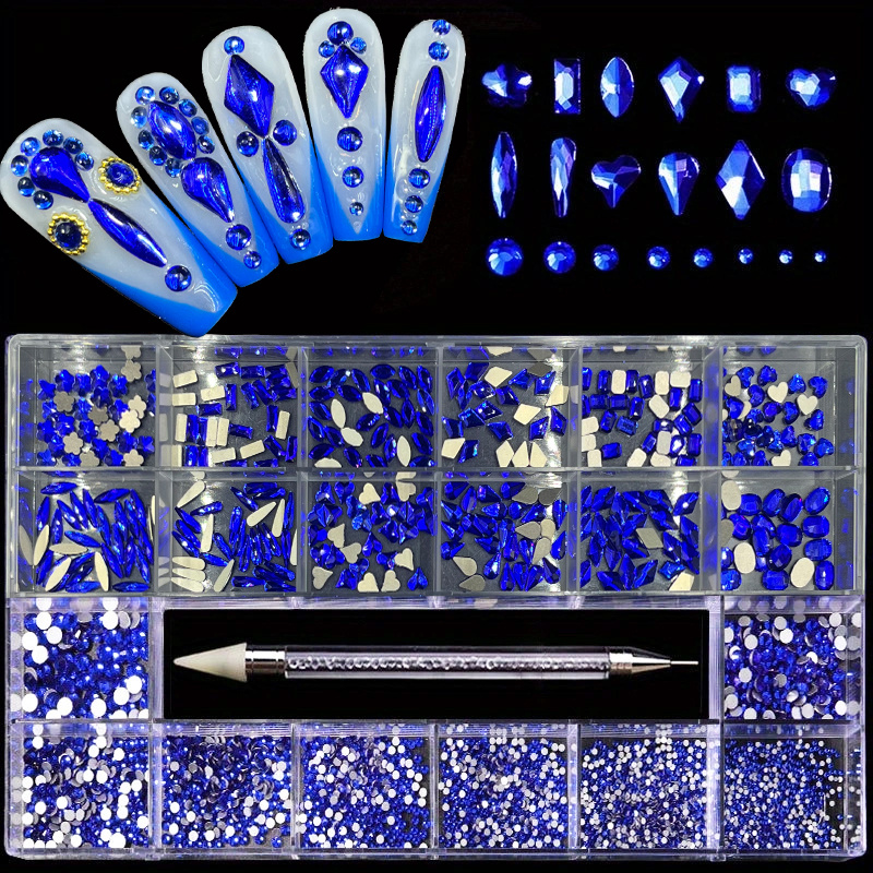 Nail Art Rhinestones Set With Round Shape And Multi Shapes - Temu