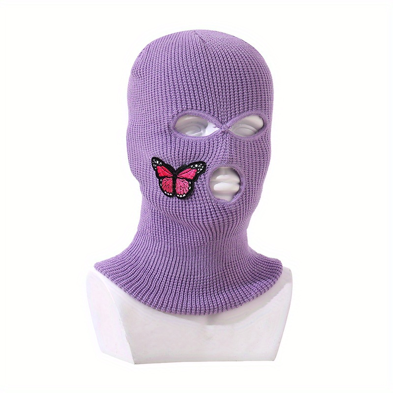Comme image 14 - Masque facial cagoule brodé à 3 trous pour temps froid,  masque de Ski d'hiver pour hommes et femmes, masque de cyclisme thermique,  cadeau de noël, 1 pièce