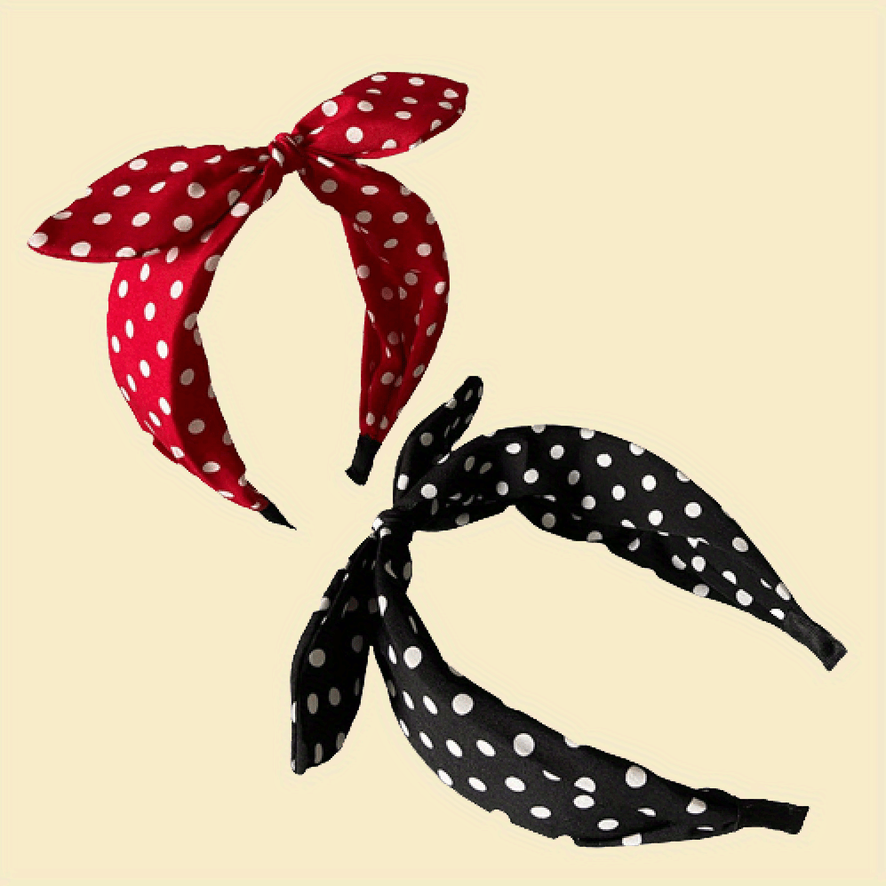Fashion Knotted Headband Vintage Polka Dot Red - Temu New Zealand