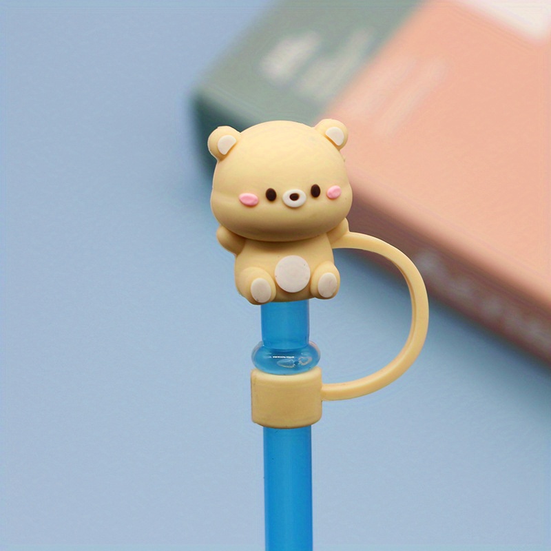 1pc Reusable Drinking Straw Tips Cover Lovely Cartoon for Ages 12+