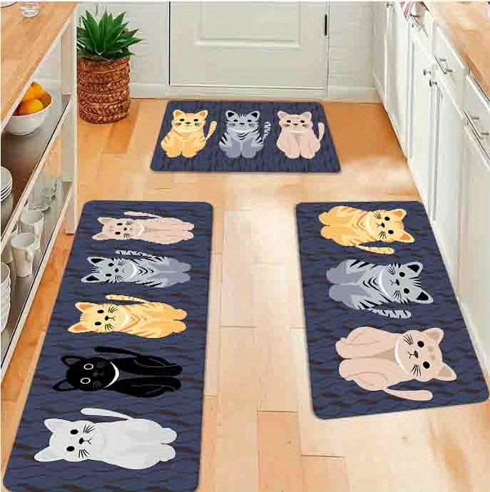 Cute Cat Kitten Long Door Kitchen Mat NonSlip Entrance Carpet