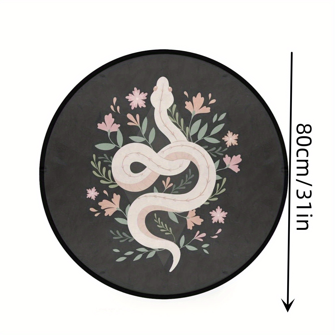 TEMU Tapis Rond Anti-Dérapant pour Fleurs - Tapis Noir Anti-Dérapant de , Tapis Doux Lavable, Tapis de Sol Absorbant Rond pour Salon et Yoga