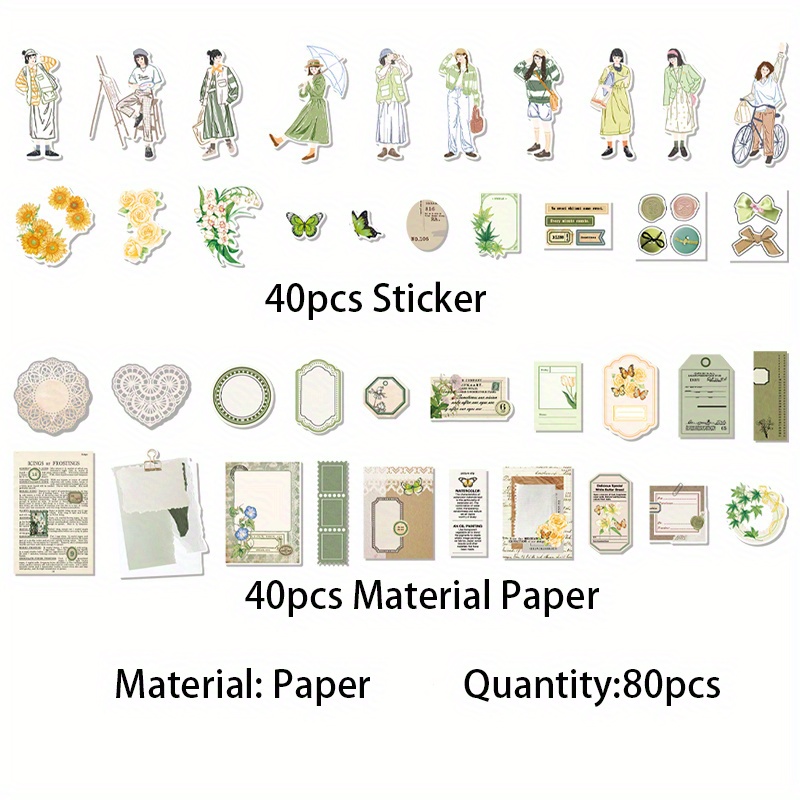 230Pcs Vintage Journaling Scrapbooking Supplies Scrapbook Stickers &Paper  Aesthetic Stickers Kits for Collage Picture Frames