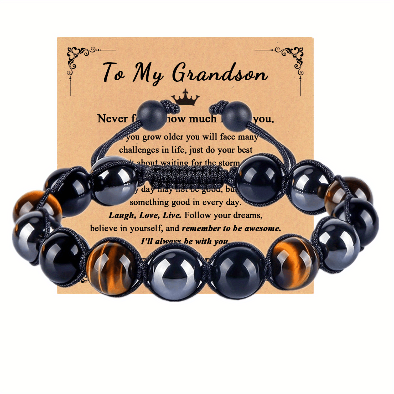 to My Son Grandson Men Bracelet, Morse Code Bracelets for Boys, Adjustable Mens Beaded Bracelets Birthday Christmas Gifts, Inspirational Gifts for