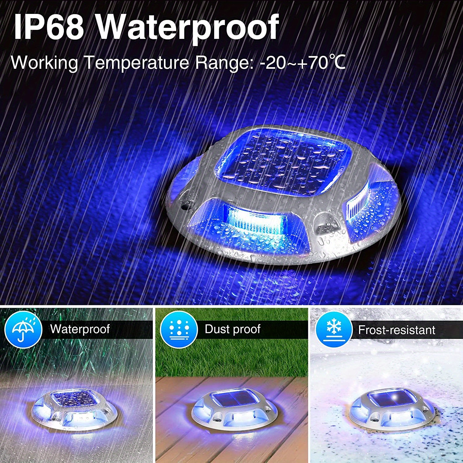 Solar Deck Lights Solar Powered Dock Lights IP68 Waterproof