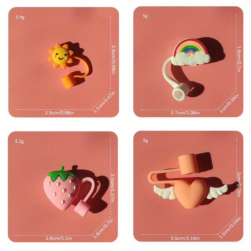 1pc Straw Tips Cover, Cartoon Cup Straw Tips Cover, 1cm/0.39in