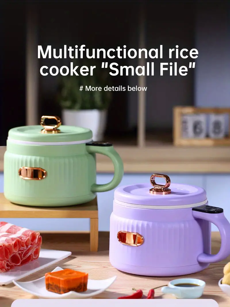 multifunctional mini rice cooker electric hot pot 1 6l smart electric stew pot non stick pan 1 serving cooking pot double layer anti scalding details 18