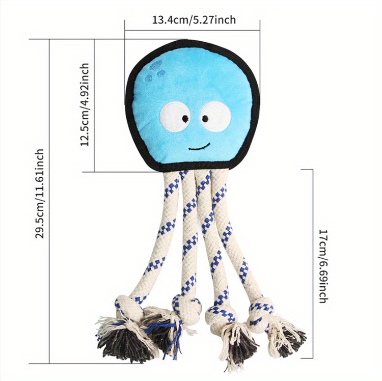 Pet Toy Dog Plush Octopus - Side View