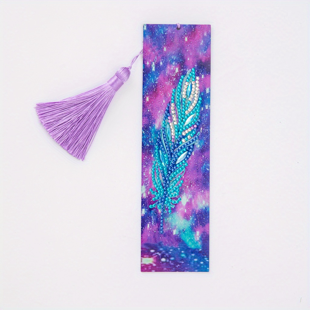 Diy Diamond Painting Feather Bookmarks 5d Diamond Drawing - Temu