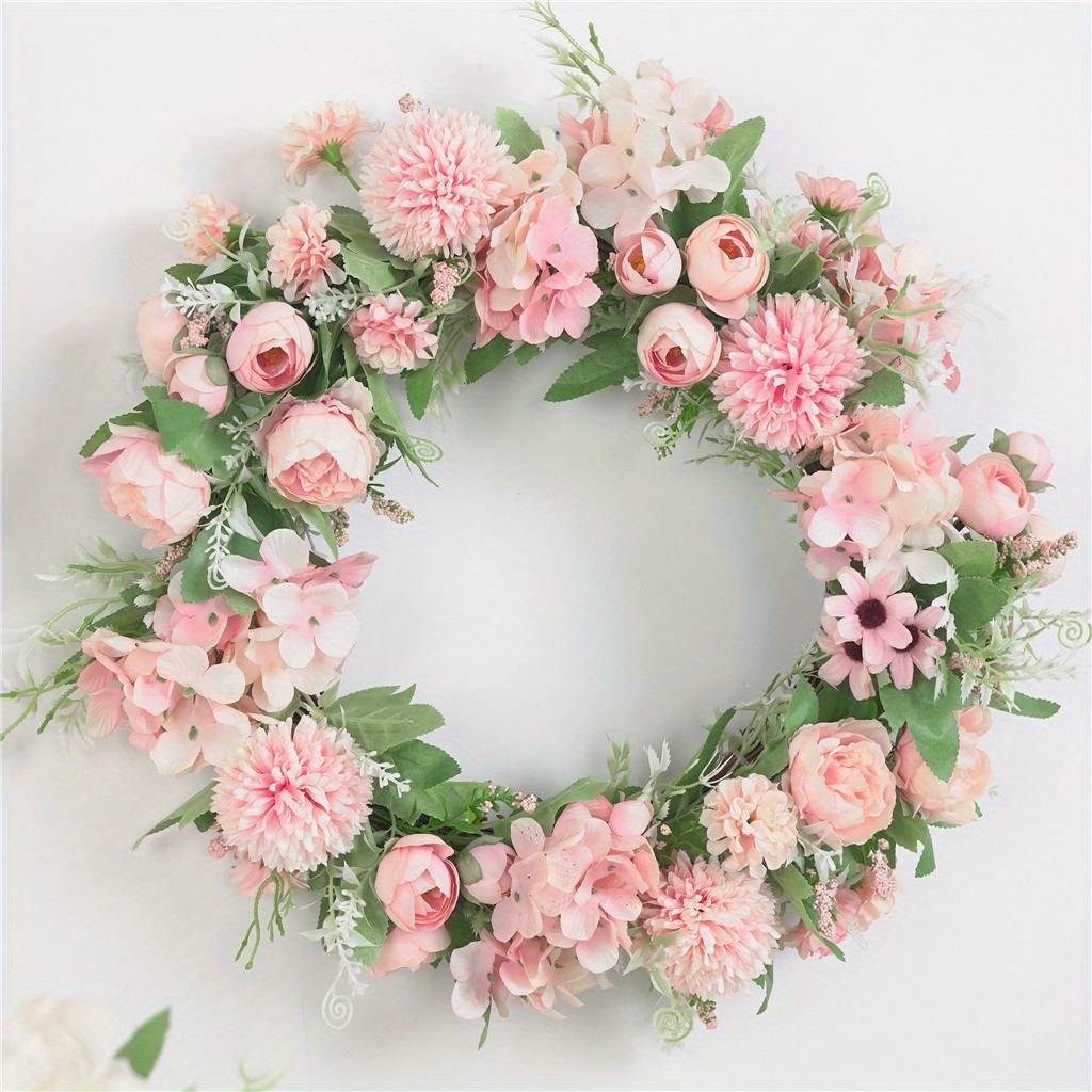 1pc Peony Summer Front Door Wreath 15 Inches Handmade Diy Artificial ...