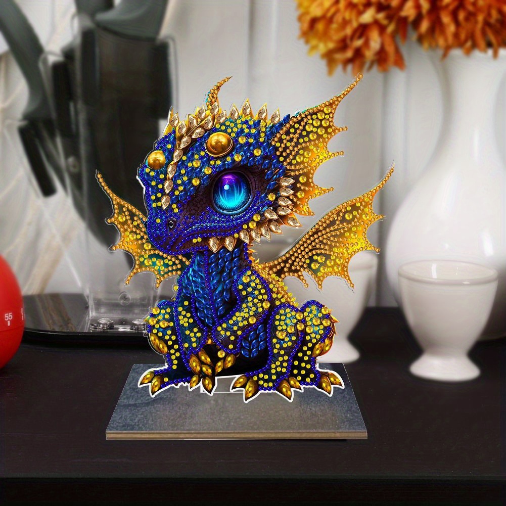Wooden Crystal Painting Desktop Kit Diamond Art Table Decor (Dragon Baby #5)