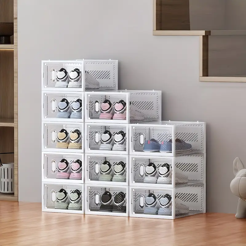 Transparent Shoe Boxes, Stackable Clear Plastic Shoes Storage Box, Free  Combination Simple Shoes Cabinet, Dustproof Shoes Organizer - Temu
