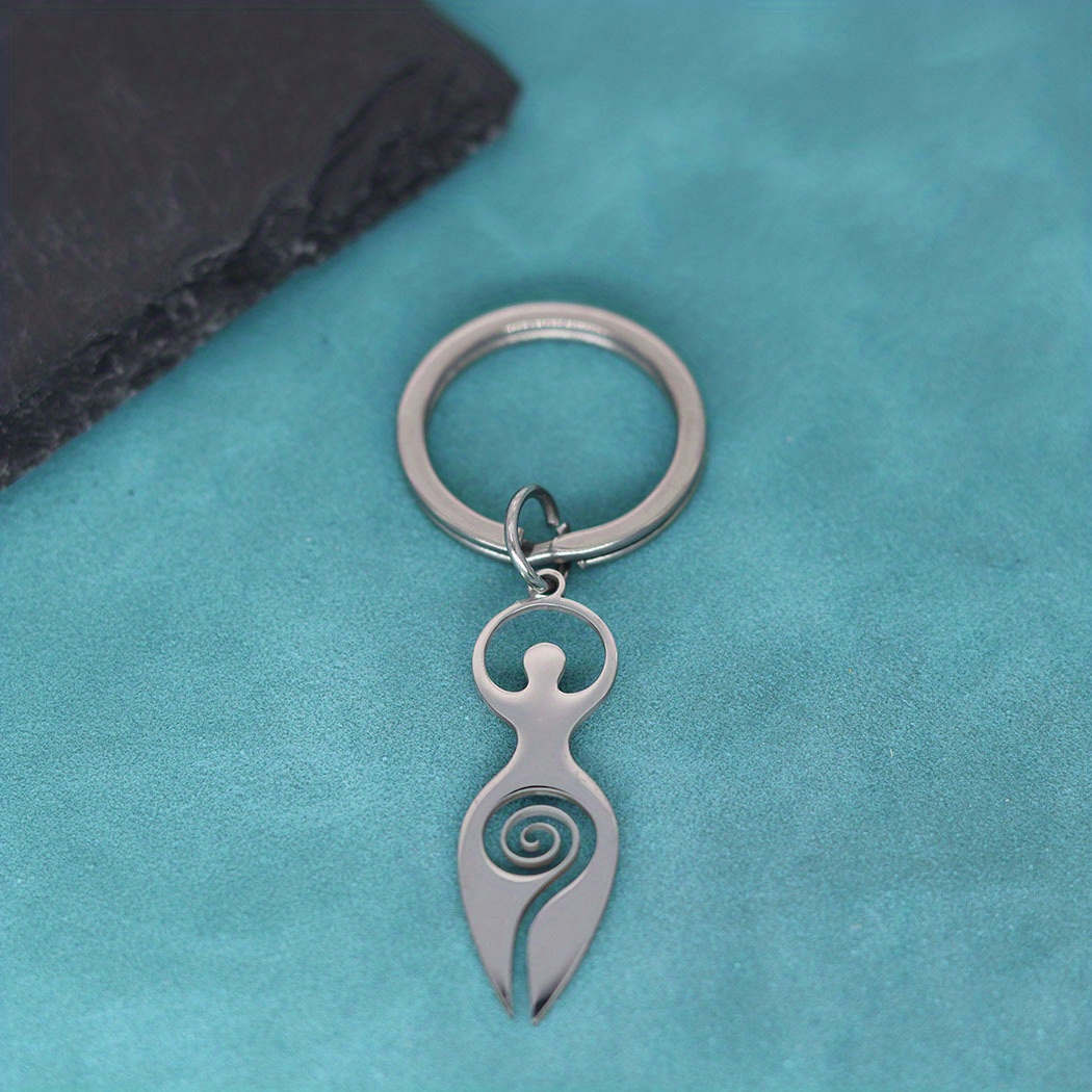 Wiccan Spiral Goddess Stainless Steel Keychain For Men Women Pagan Emblem Amulet Talisman Sign Key Chains Birthday Gift