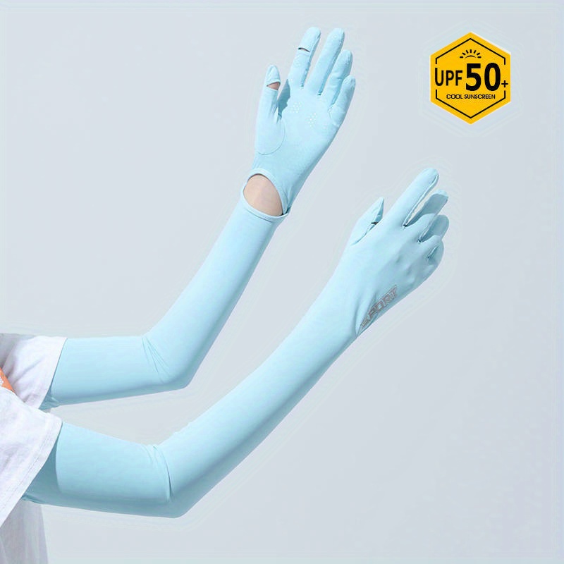 1 Pair Summer Sun Protection Gloves For Women UV Resistant Ice Silk Thin  Breathable Half Finger Gloves Driving Sunscreen Mittens - AliExpress