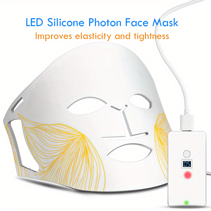 led facial mask light care red blue green infra red yellow cyan purple light care led face mask flexible silicone 7 colors lights wavelengths for home using details 2