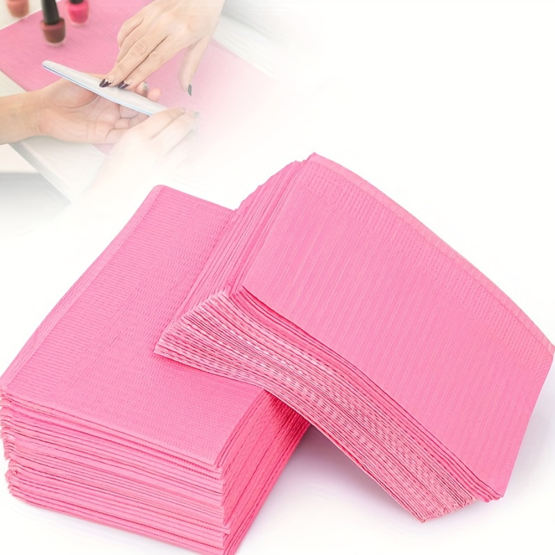 

125pcs Waterproof Nail Art Table Towels - 3 Ply Disposable Pad For Salon Use - Foldable Cushion For Nail Art - Pink