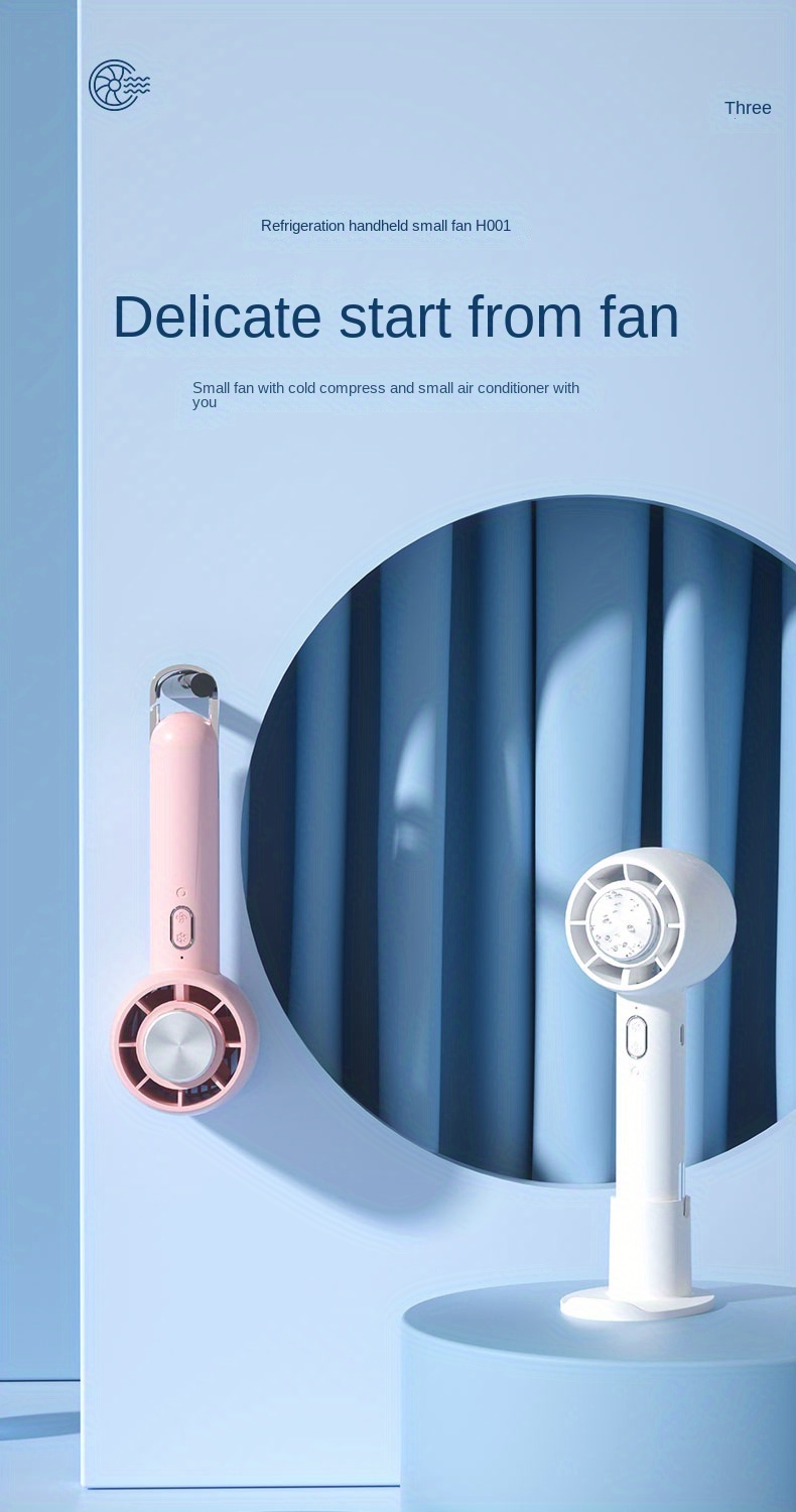 new ice compress handheld fan refrigeration desktop fan mini usb fan semiconductor cold sheet fan details 0