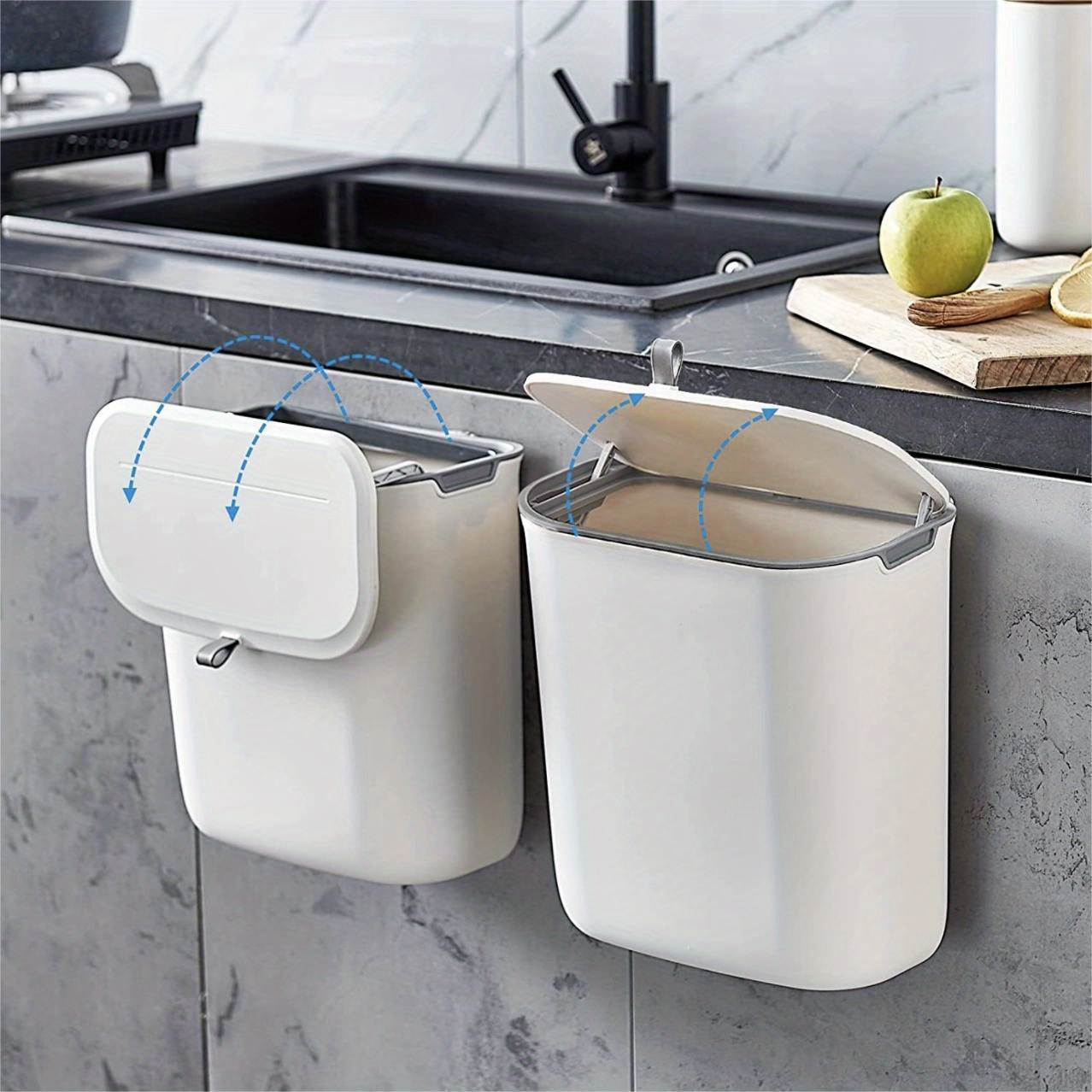 2.5 Gallon White Kitchen Trash Bin Lid Wall Mounted Slide Temu New