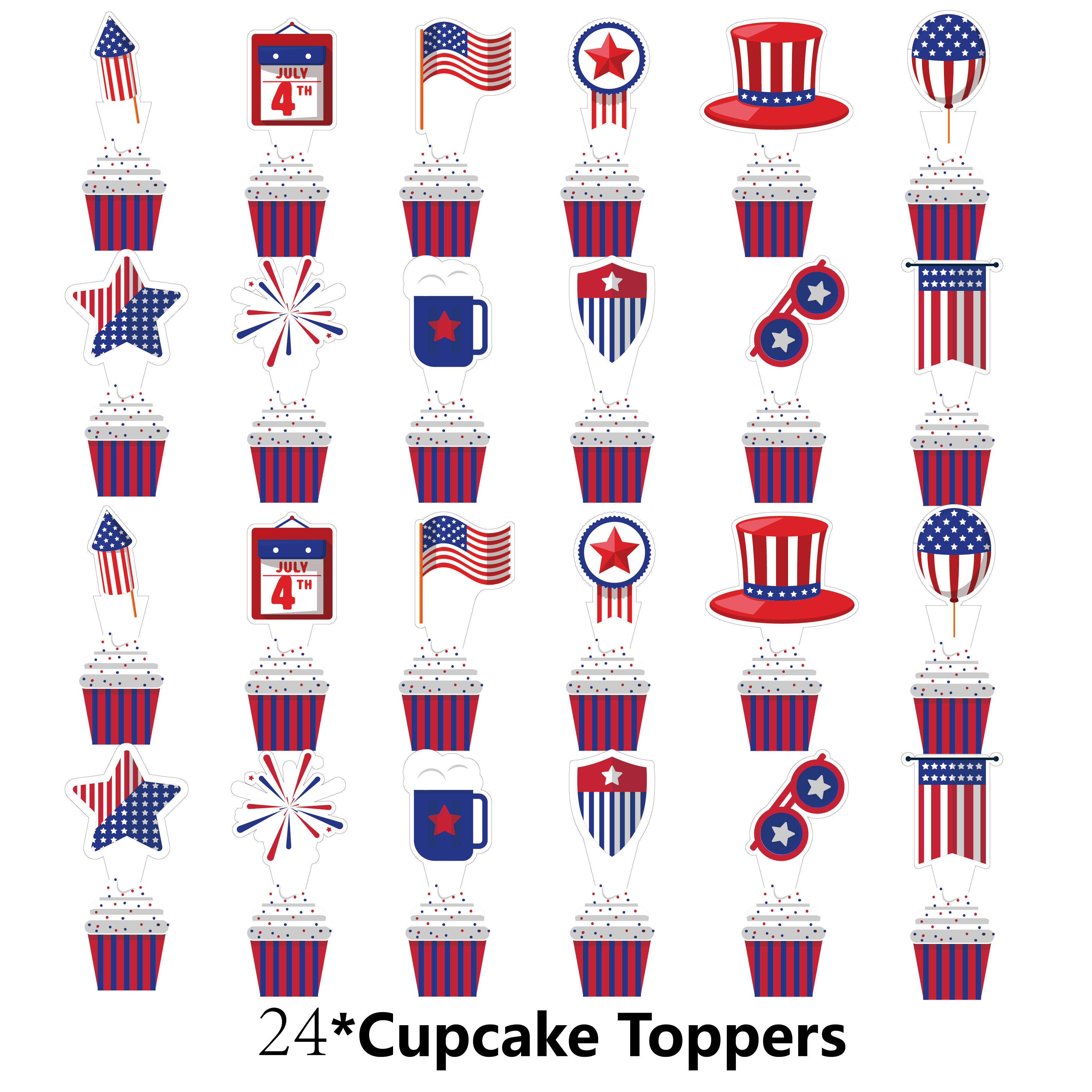 American Independence Day Cupcake Toppers Patriotic Usa Cake Temu
