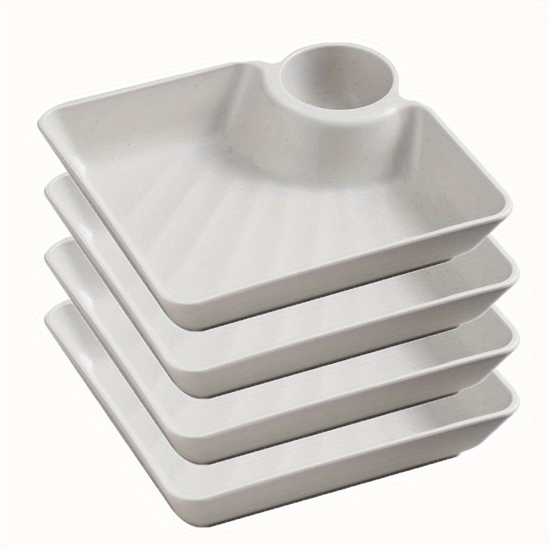 100 x White Plastic Serving Tray 6 Section Compartments Reusable Food Plates