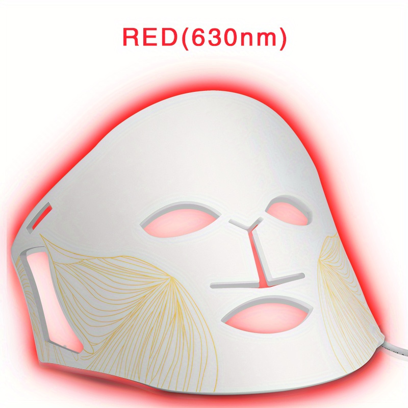 led facial mask light care red blue green infra red yellow cyan purple light care led face mask flexible silicone 7 colors lights wavelengths for home using details 7