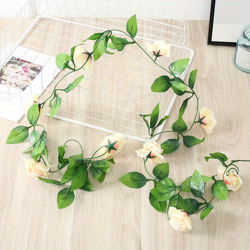 Wedding Decoration Artificial White Flower Fake Rose Hanging Fake Vine  Plants Leaves Artificials Garland Flowers Garden Decor