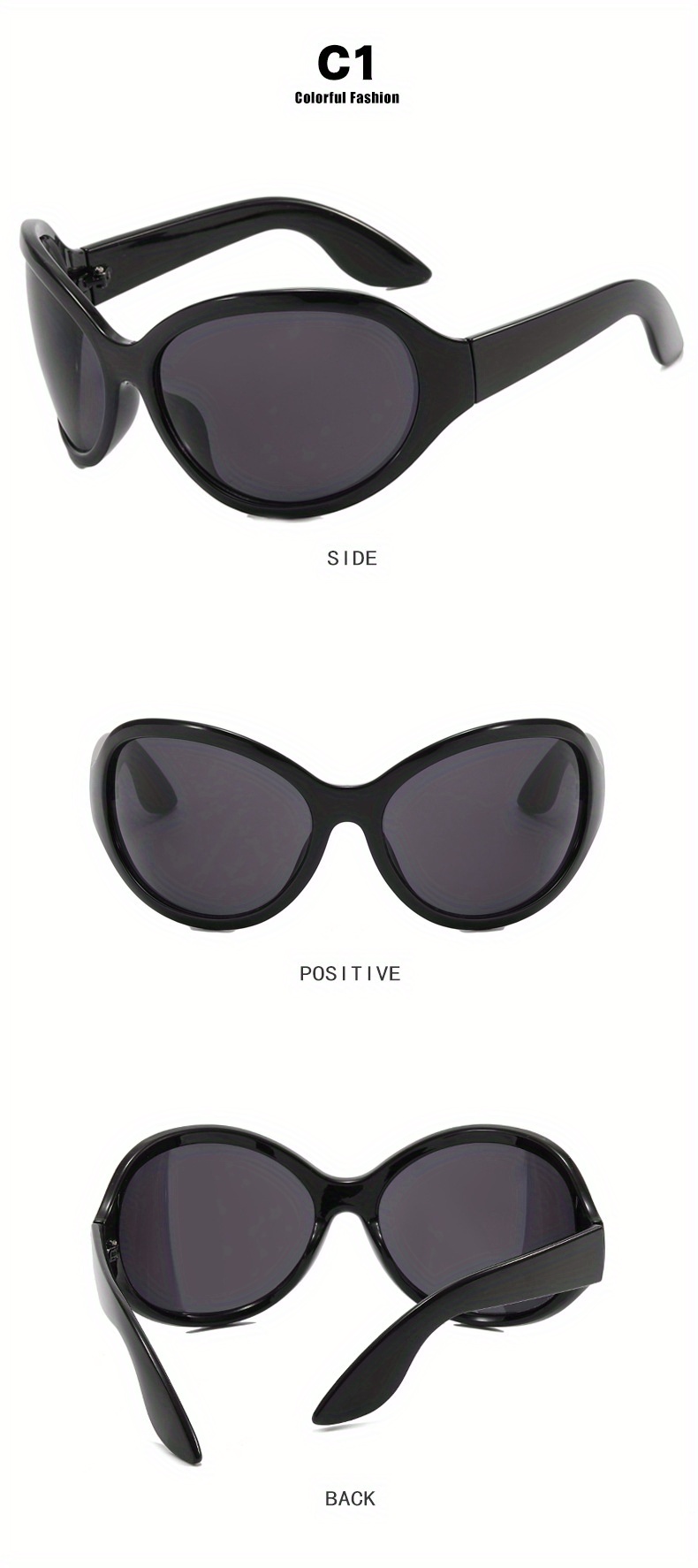 Y2k Wrap Around Fashion Sunglasses Women Men Oversized Temu Australia