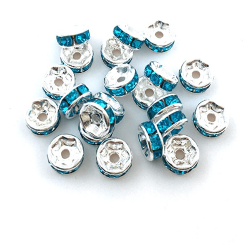 Flat Back Rhinestones Buttons Embellishments with Diamond, Sew On Crystals  Glass Rhinestone for Clothing Wedding Bouquet(20pcs) Lake Blue