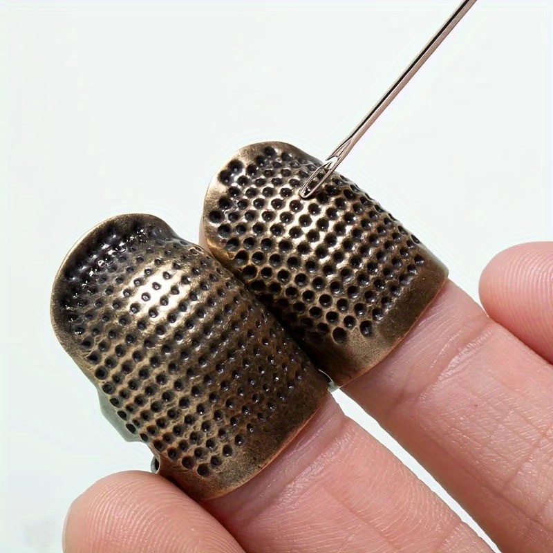 Metal Sewing Thimble 6Pcs Leather Silver Thimbles for Hand Sewing Coin  Thimble Ring Cap - AliExpress