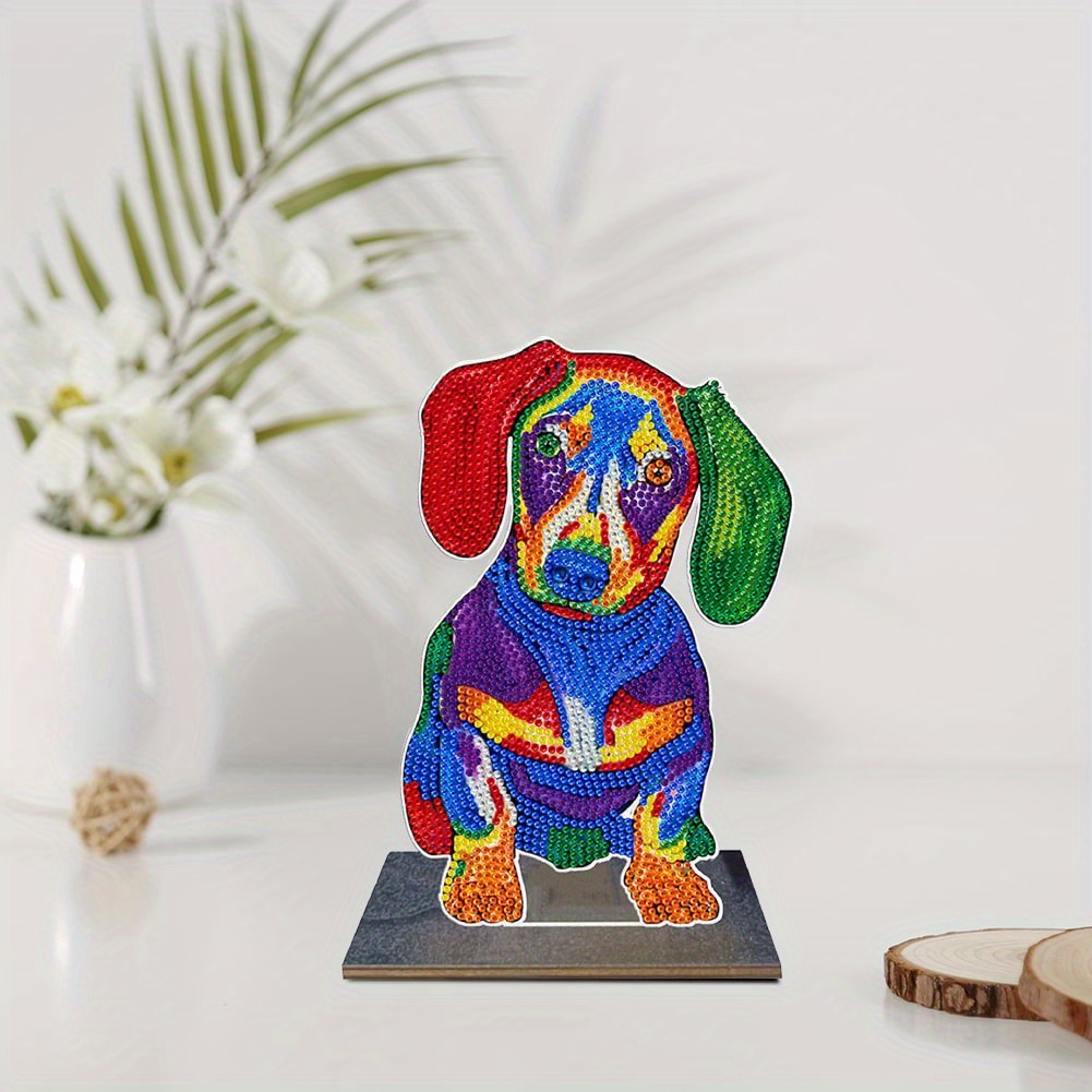 HUACAN Animal Diamond Painting Dog Full Round Square Drill Mosaic Flower  Handmade Gift Bedroom Decoration