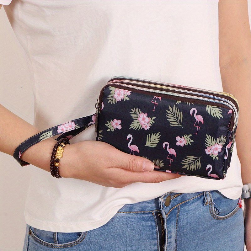 Image of Three-layer Zipper Bag Cosmetic Bag Mobile Phone Bag Wallet Hand-held Bag Cloth Bag Ladies And Men Daily Use Toiletry Bag
