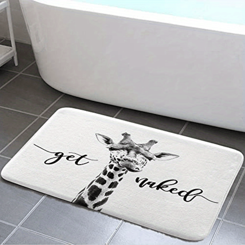 Get Naked Bath Mat Sign Grey Bath Rug Funny Bathroom Decor Cute