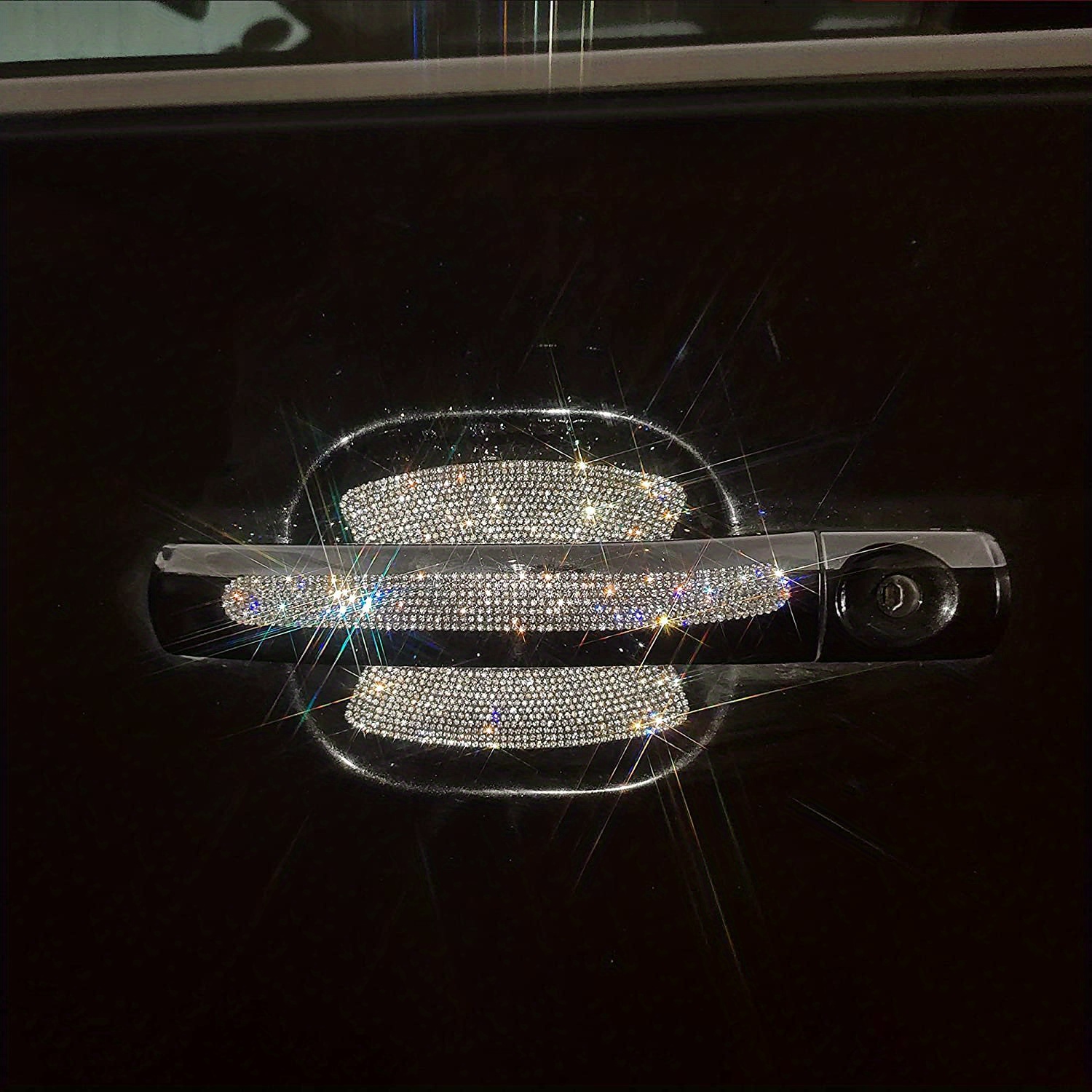 8pcs Rhinestone Car Door Handle Stickers , Bling Exterior Car Accessories,  Universal Crystal Glitter Door Handle Protector Car Stickers And Decals For