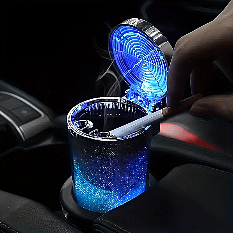 Car Accessories LED Lights Ashtray Creative Light-up Ashtray With Cover Car  Air Outlet Cup Holder Dual-use Car Interior Atmosphere Light