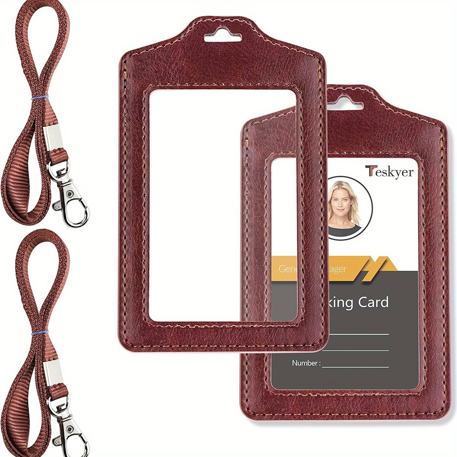  Teskyer ID Badge Holder with Retractable Lanyard, 2