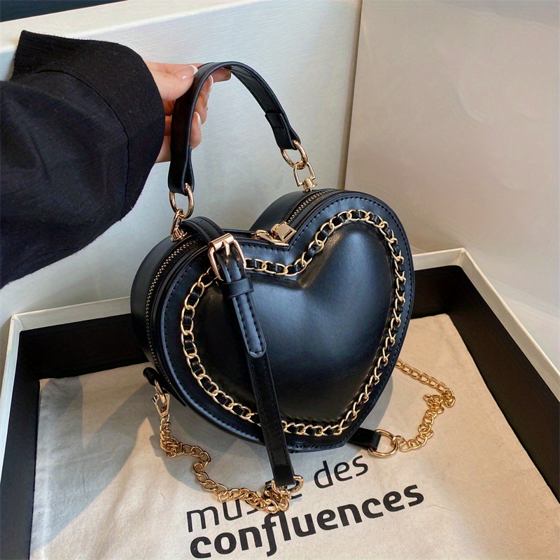 Mini Y2K Style Heart Shape Shoulder Bag, Trendy Punk Crossbody Bag