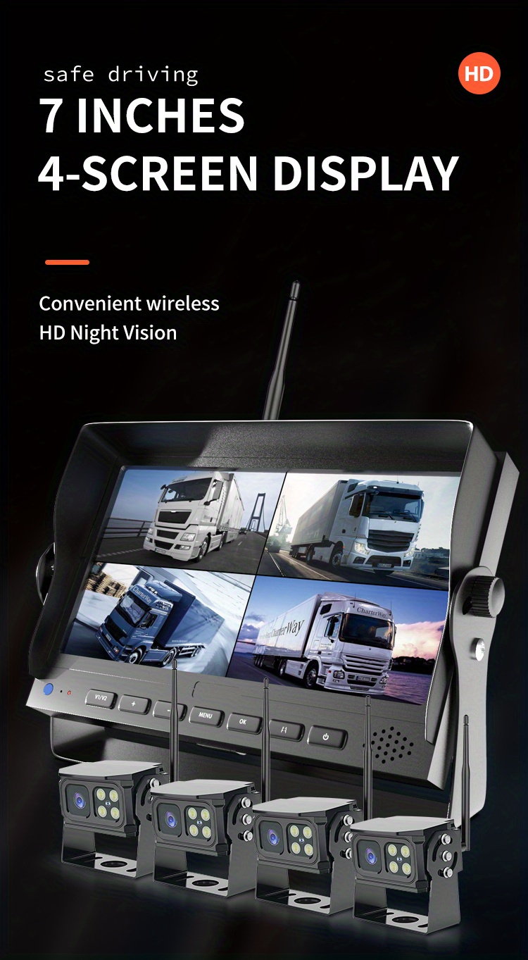 Wireless Hd Night Vision Camera For Crane, Forklift, Truck, Bus, Rv