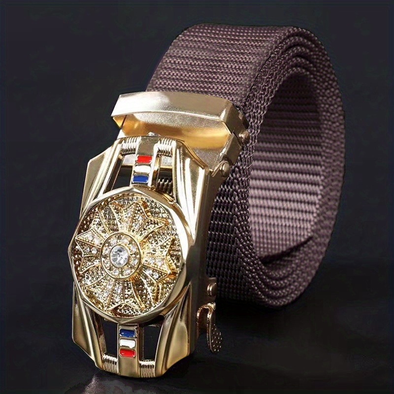 Men's Automatic Buckle Rotatable Nylon Canvas Casual Belt