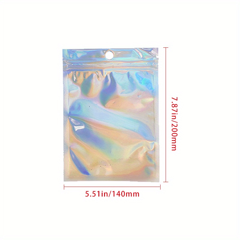 50pcs Holographic Gift Bag, Clear Plastic Self Locking Resealable Bag,  Small Dustproof Jewelry Pouch, For Party