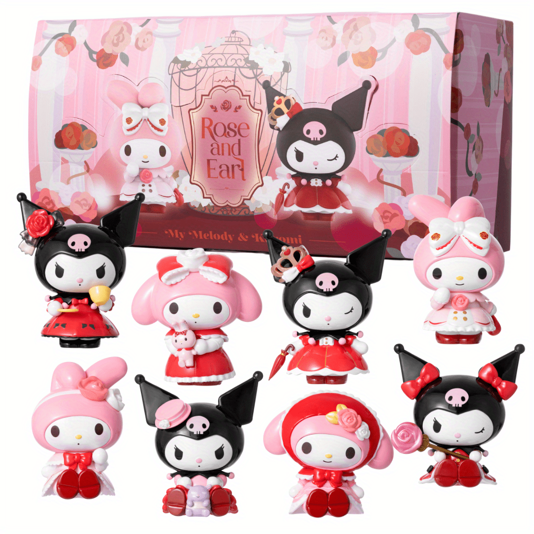 Sanrio Anime Kuromi My Melody Blind Box Rose And Earl Series Action Figure  Collection Pvc Decor Model Dolls Children Toys Gift