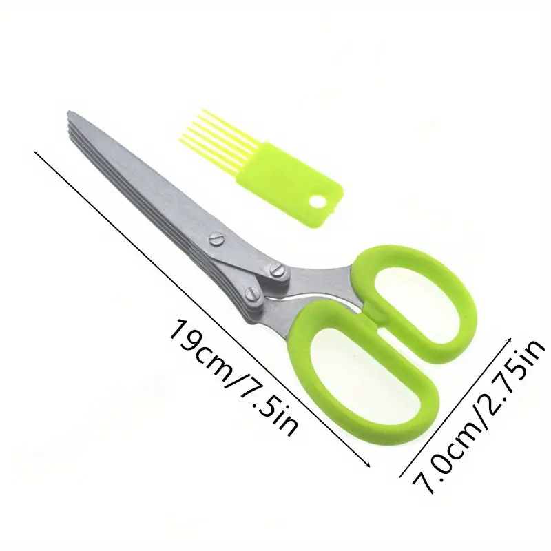  Herb Scissors, X-Chef Multipurpose 5 Blade Kitchen Herb Shears  Herb Cutter with Safety Cover and Cleaning Comb for Chopping Basil Chive  Parsley (Green) : Home & Kitchen
