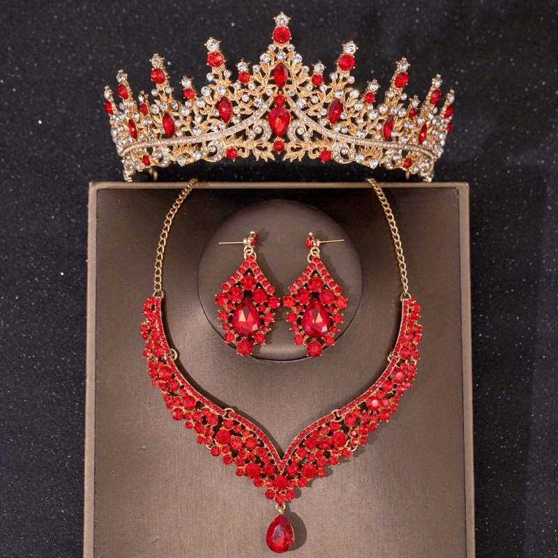 Red wedding deals jewelry sets