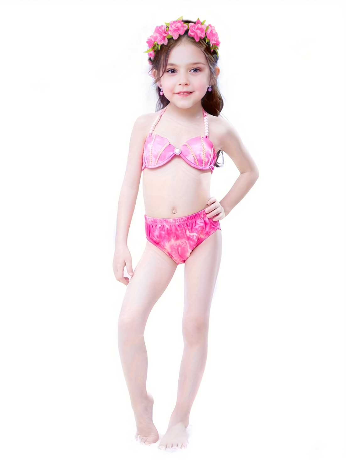 Conjunto de 2 piezas de traje de baño para niñas y niños, sujetador halter  + traje de baño de bikini con cola de sirena para 3-12 años – Los mejores  productos en