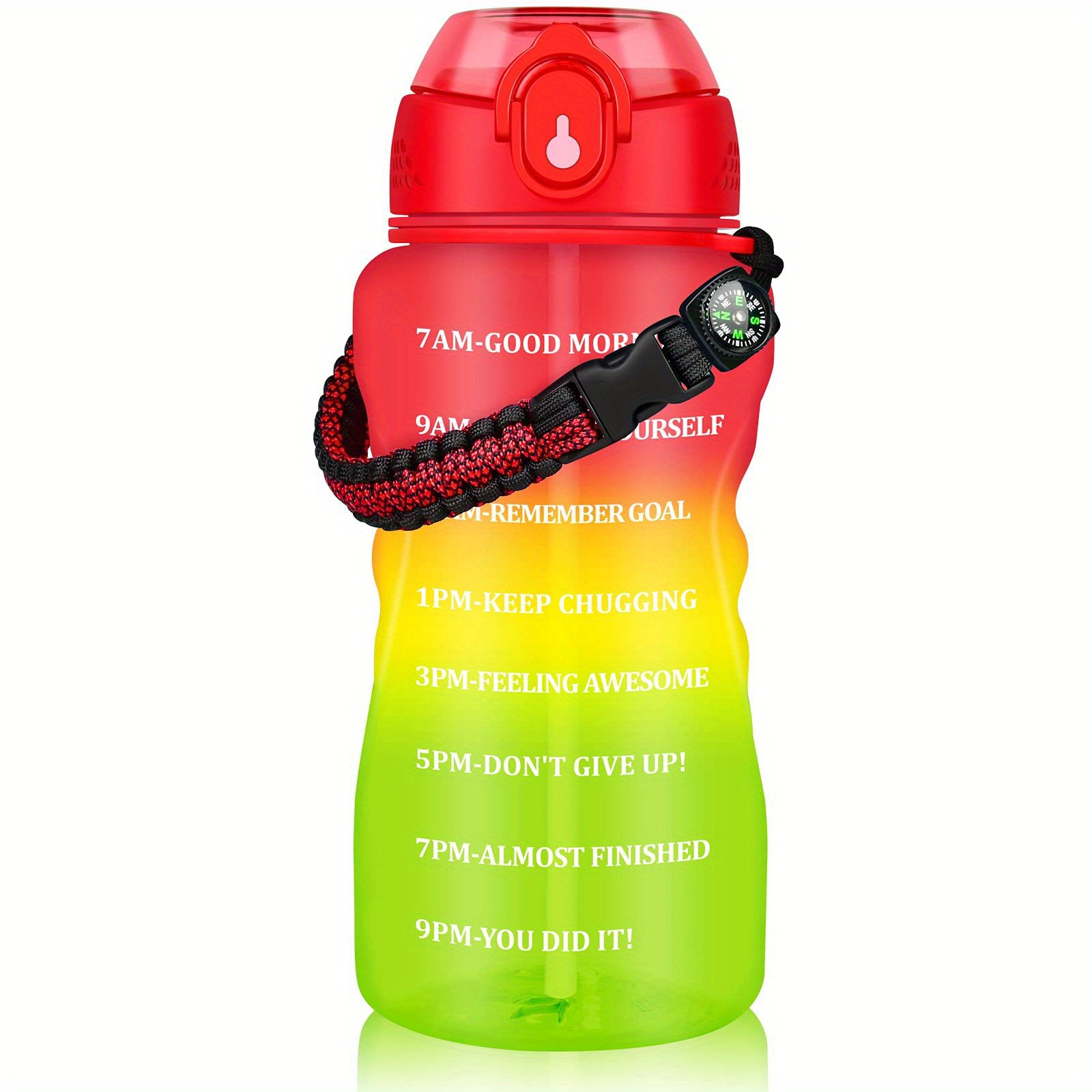 Motivational Water Bottle Gallon Fitness Healthy Life Time Marker Straw No  Leak